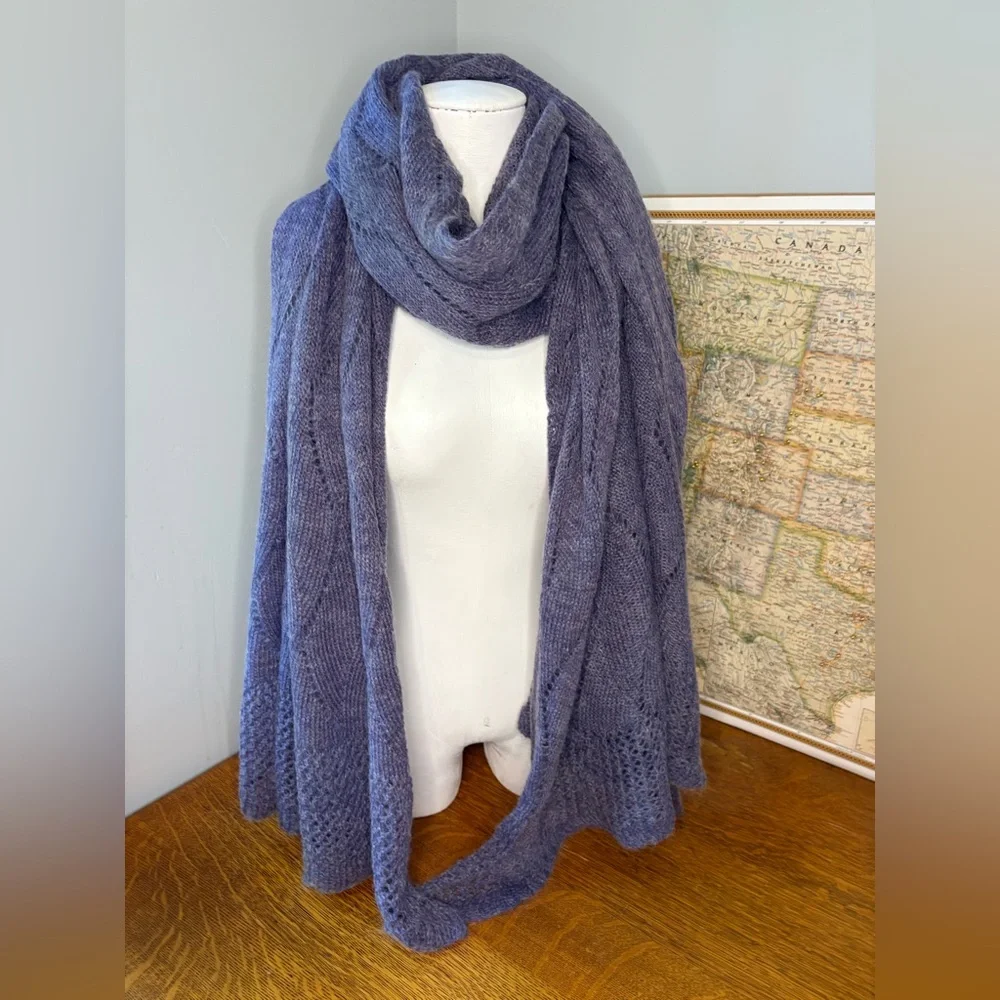 Nardi & Tagliaferri Luxury Mohair Wool Blend Scarf 28”x 84” Shawl Wrap - Picture 8 of 16